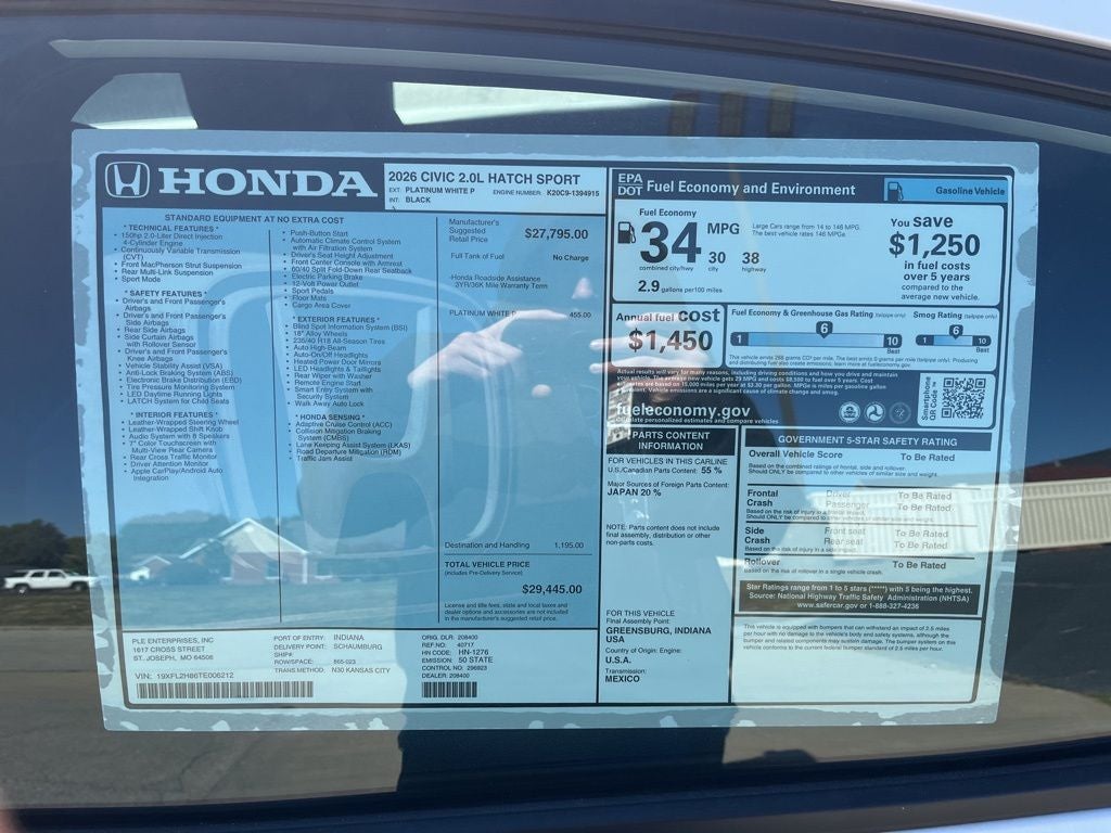 2026 Honda Civic Sport