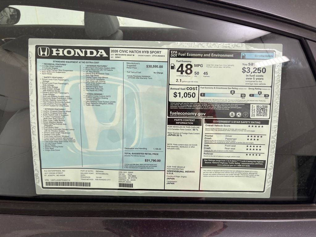 2026 Honda Civic Hybrid Sport
