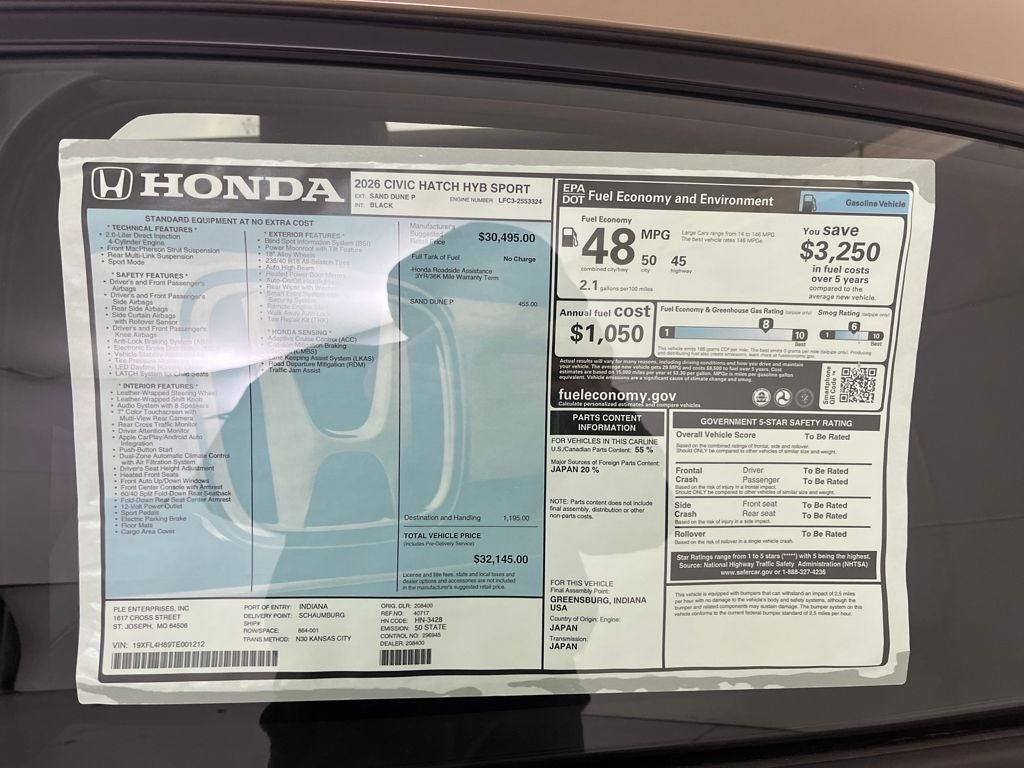 2026 Honda Civic Hybrid Sport