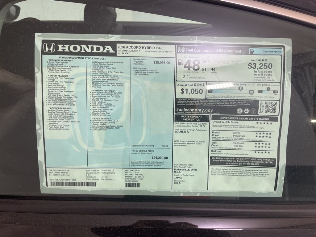 2026 Honda Accord Hybrid EX-L