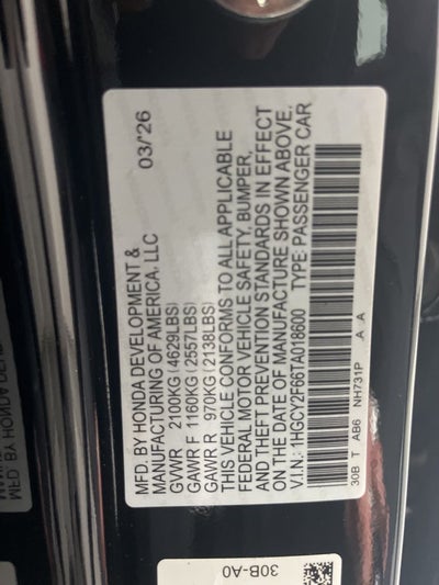 2026 Honda Accord Hybrid EX-L