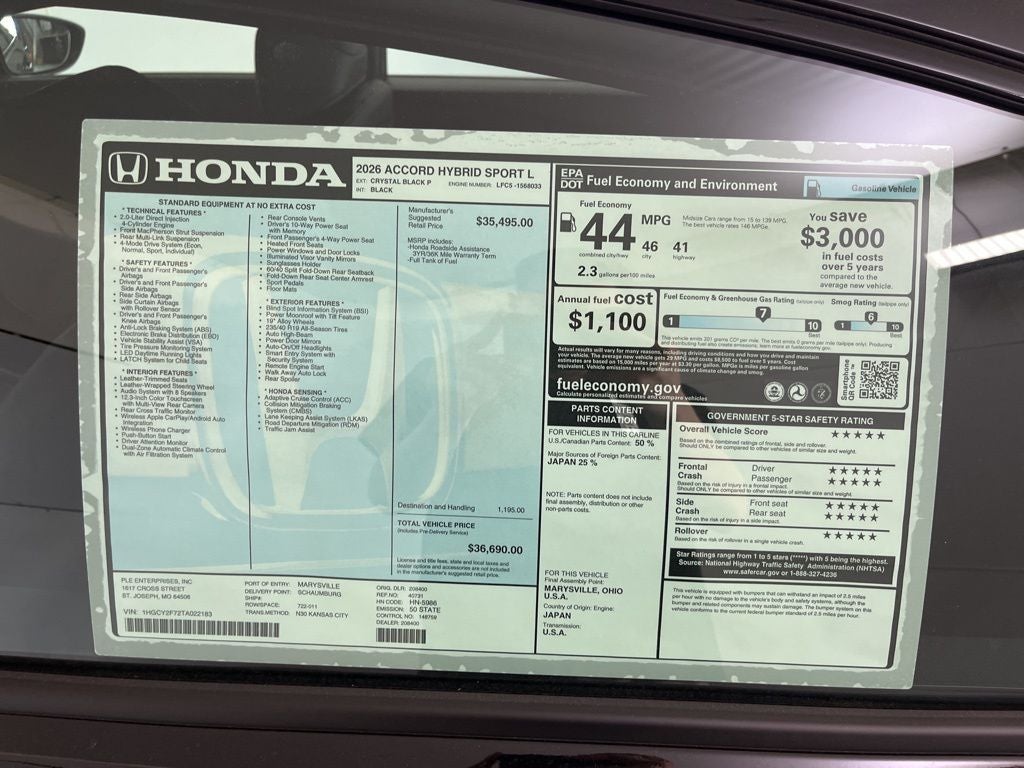 2026 Honda Accord Hybrid Sport-L