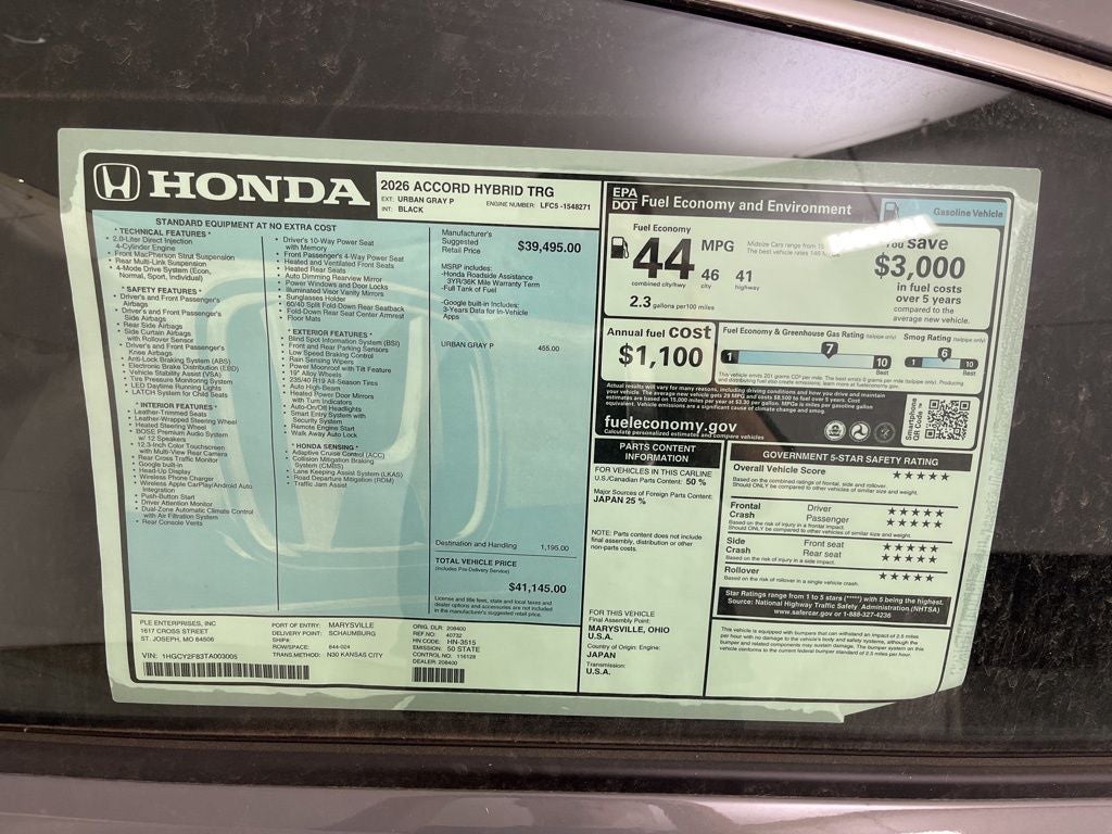 2026 Honda Accord Hybrid Touring