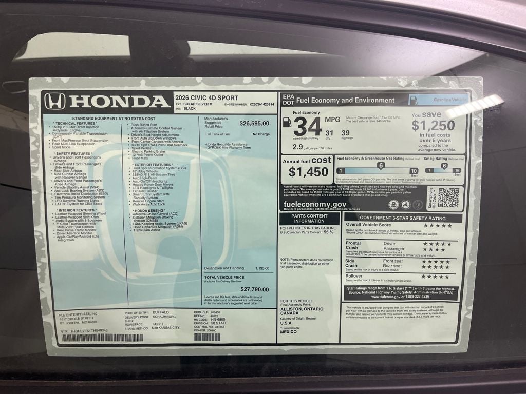 2026 Honda Civic Sport