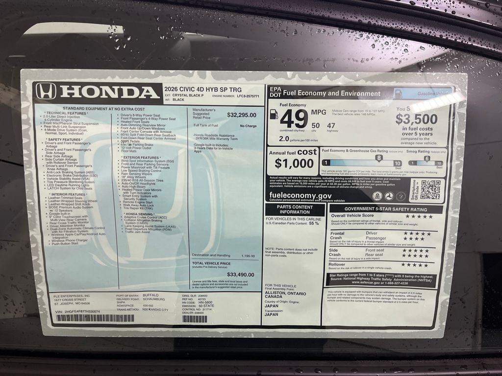 2026 Honda Civic Hybrid Sport Touring