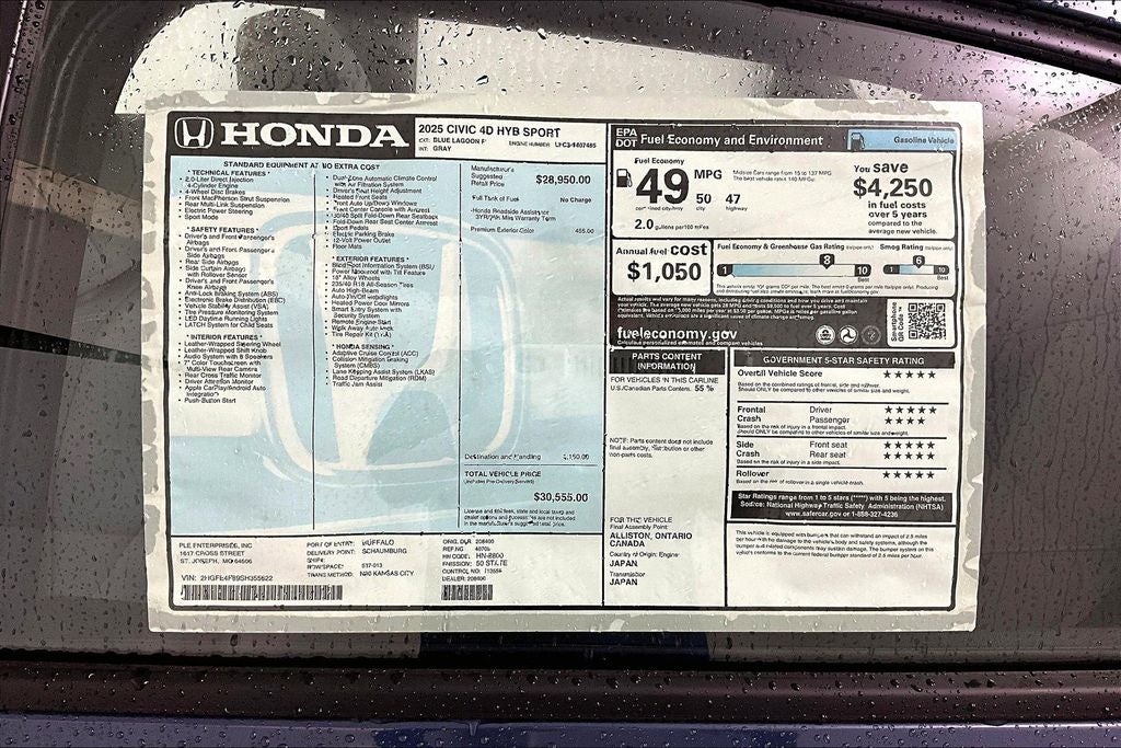 2025 Honda Civic Hybrid Sport