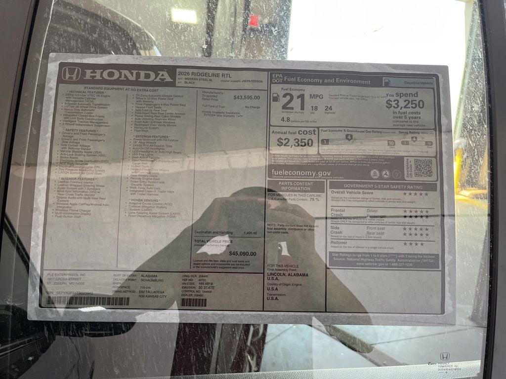 2026 Honda Ridgeline RTL