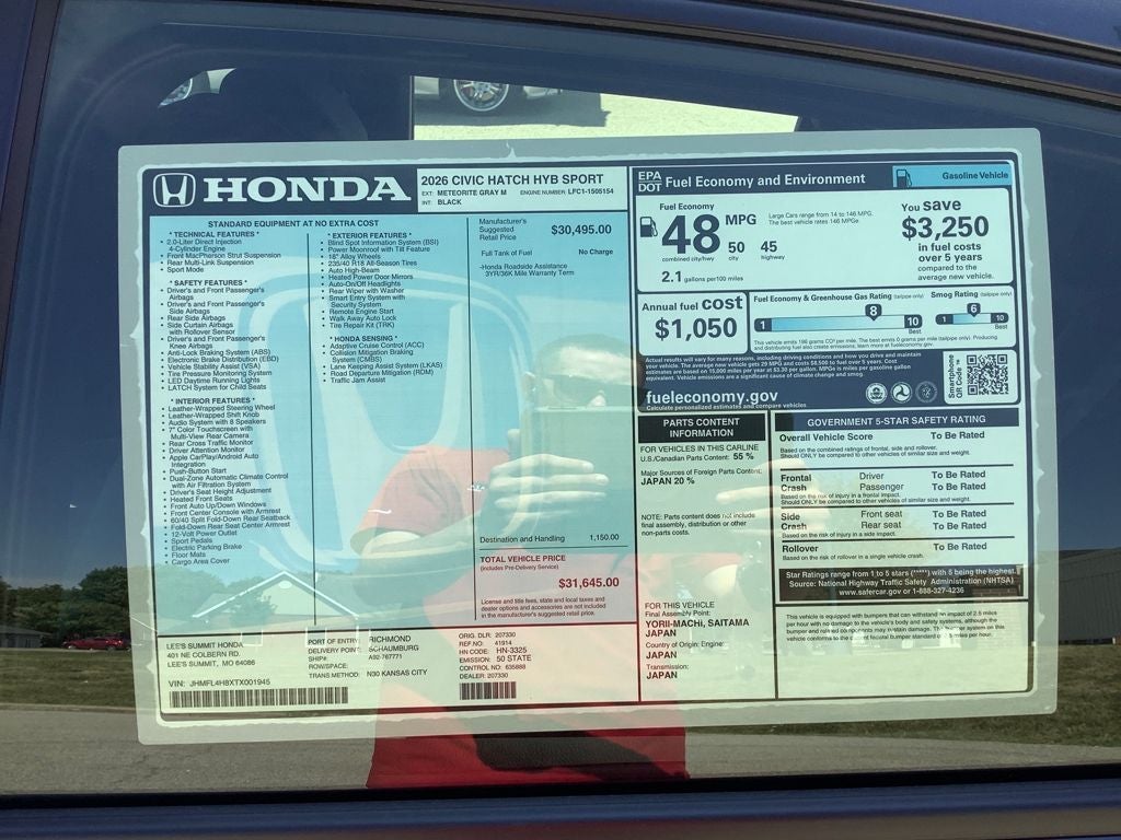 2026 Honda Civic Hybrid Sport