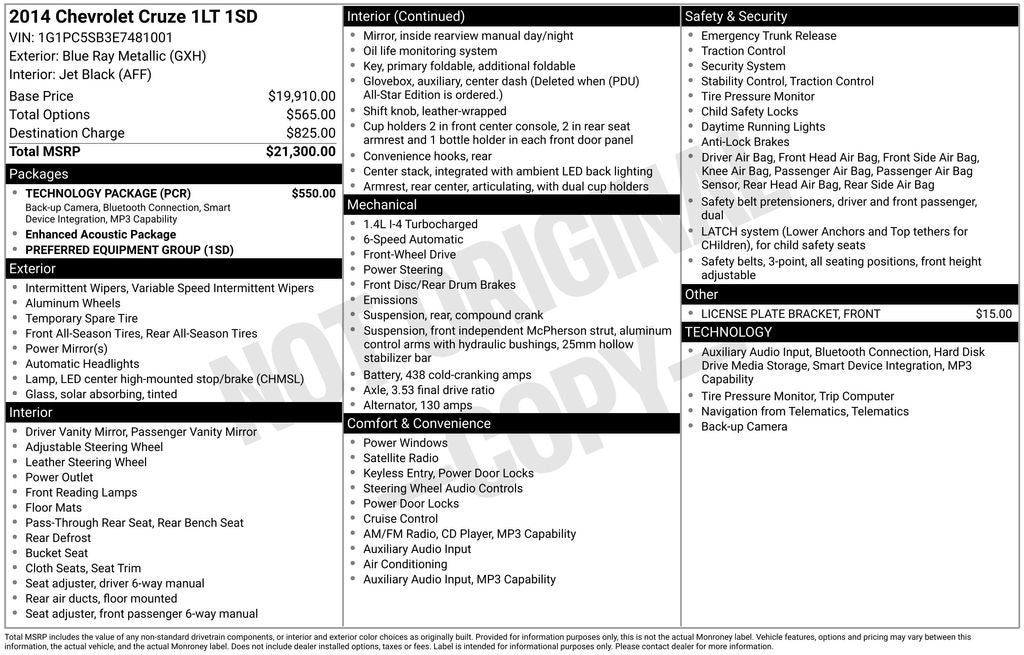 2014 Chevrolet Cruze 1LT