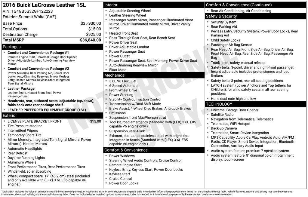 2016 Buick LaCrosse Leather Group