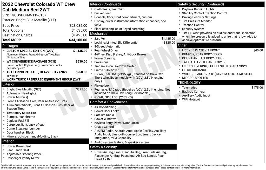 2022 Chevrolet Colorado Work Truck