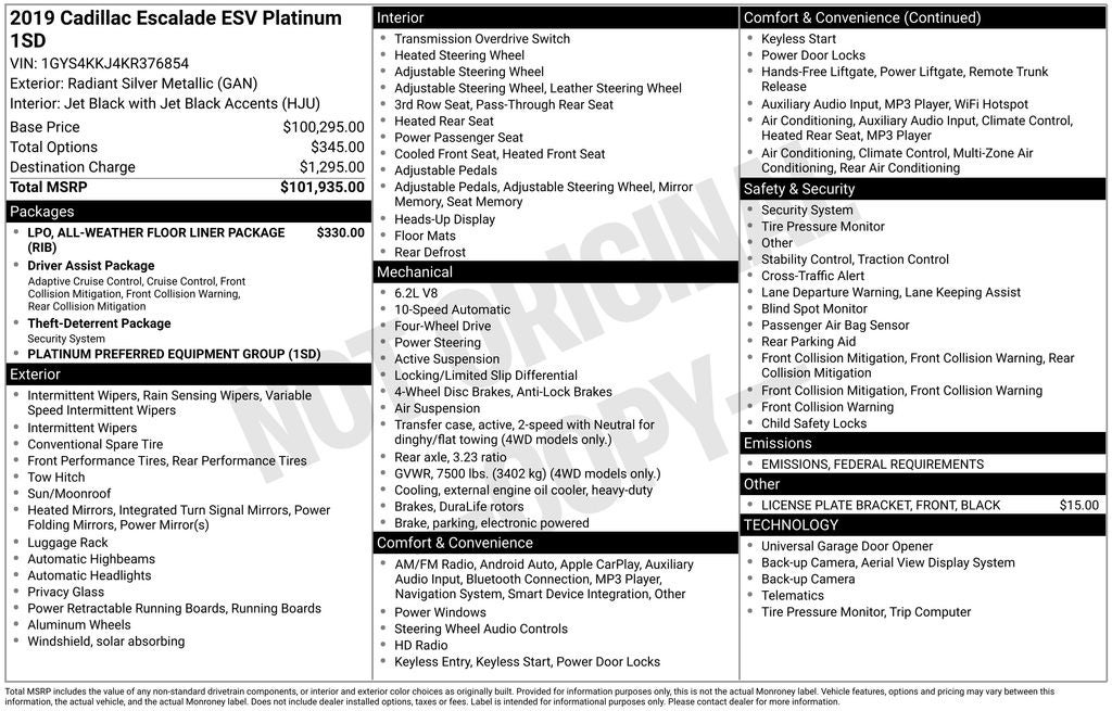 2019 Cadillac Escalade ESV Platinum Edition