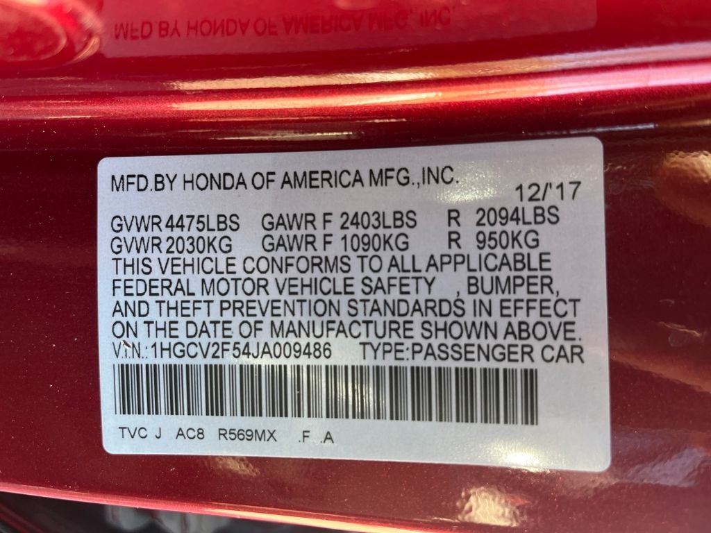 2018 Honda Accord EX-L 2.0T