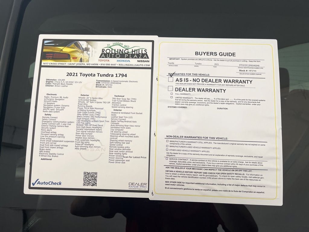 2021 Toyota Tundra 1794