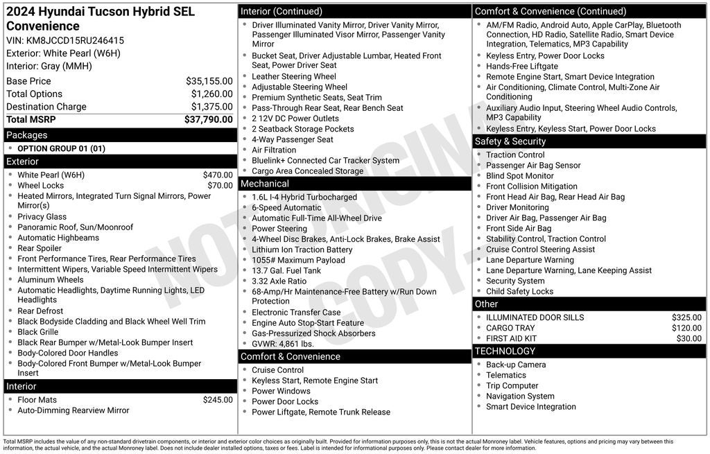 2024 Hyundai Tucson Hybrid SEL Convenience
