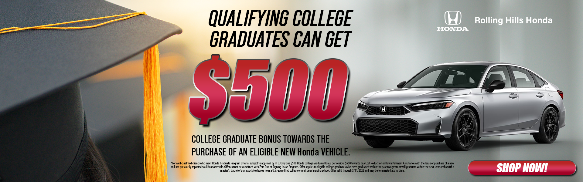 $500 Honda Graduate Offer